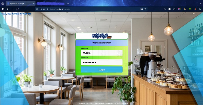 login aplikasi mycafe (cafe & resto)