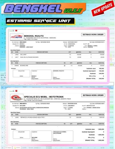 cetak estimasi service